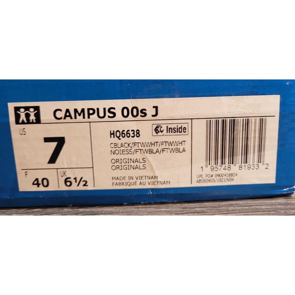 adidas Originals Campus 00s J Core Black White Gum HQ6638 Size US 7 / UK 6.5 NIB - Picture 8 of 8